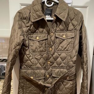 J.Crew green field jacket with belt size xs